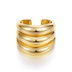 Bold Gold Triple Band Ring Adjustable NWOT